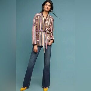 Anthropologie Akemi + Kin Size Large Mansoura Multicolored Striped Belted Jacket